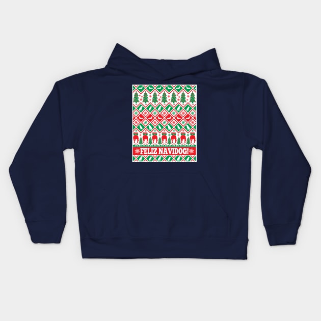 Feliz Navidog Kids Hoodie by BentonParkPrints